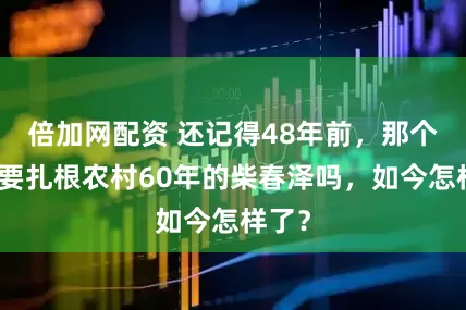 倍加网配资 还记得48年前，那个宣称要扎根农村60年的柴春泽吗，如今怎样了？